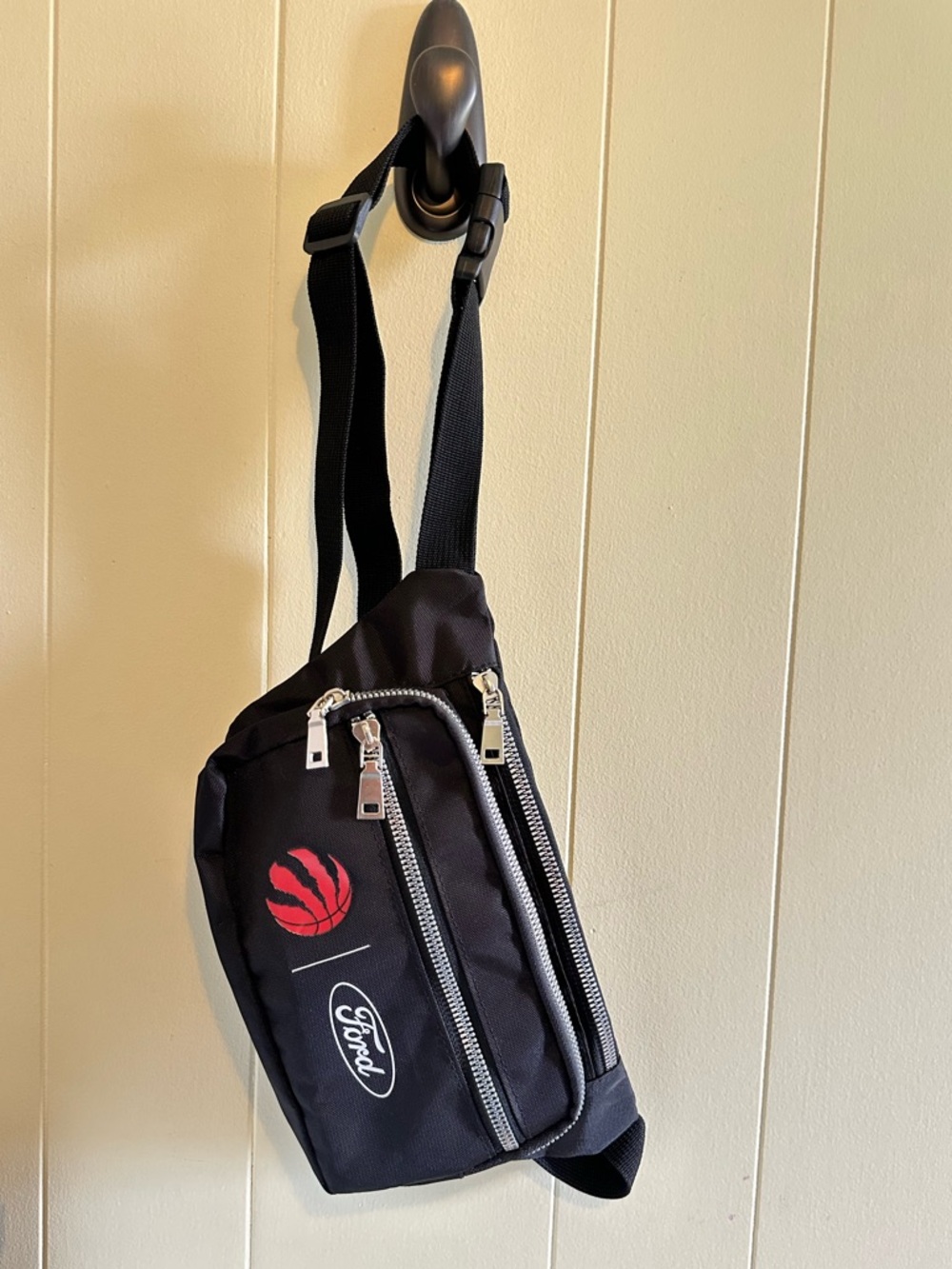 Black Men's Sling Bag with Red Accent